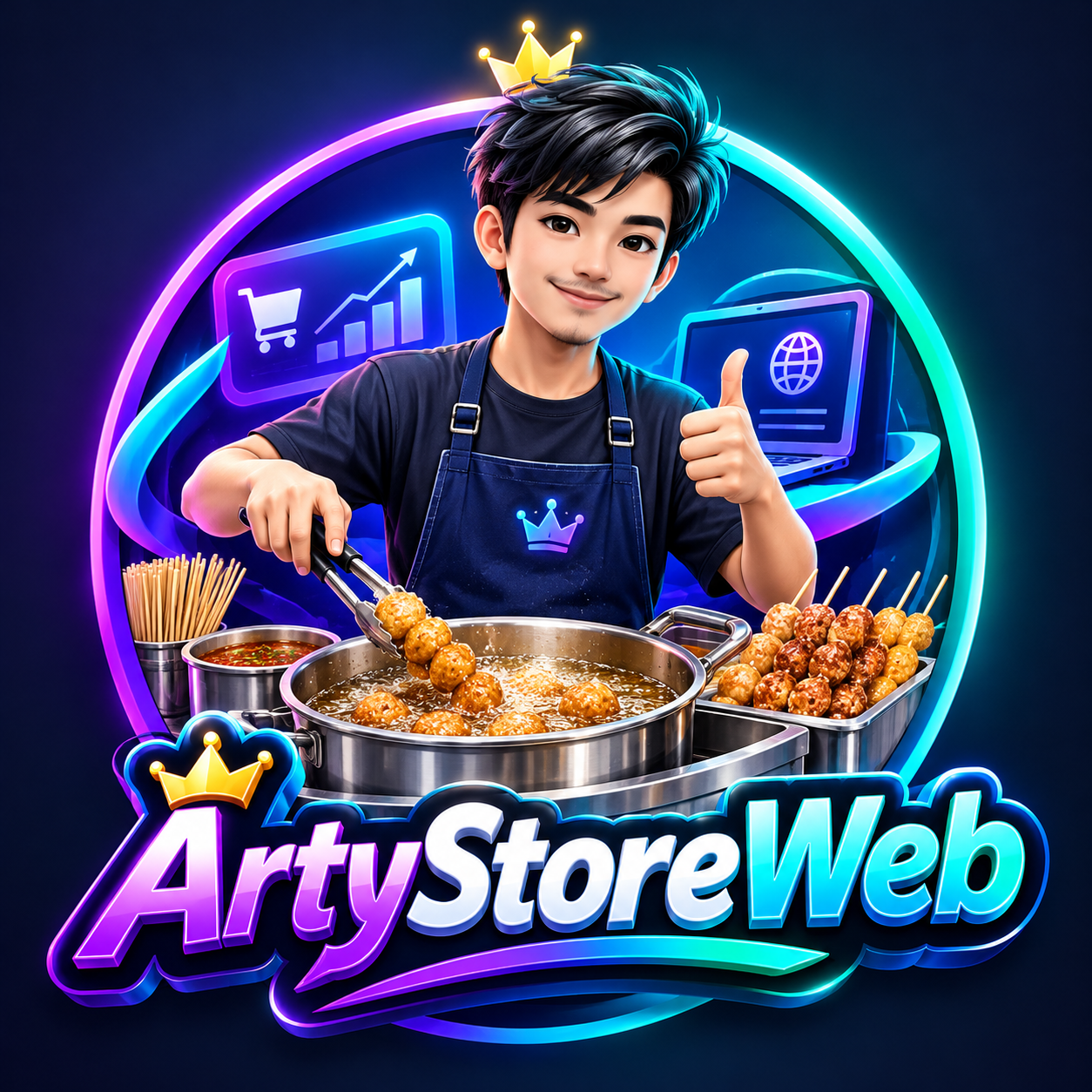 ArtyStoreWeb การ์ตูนพ่อค้าลูกชิ้นทอด